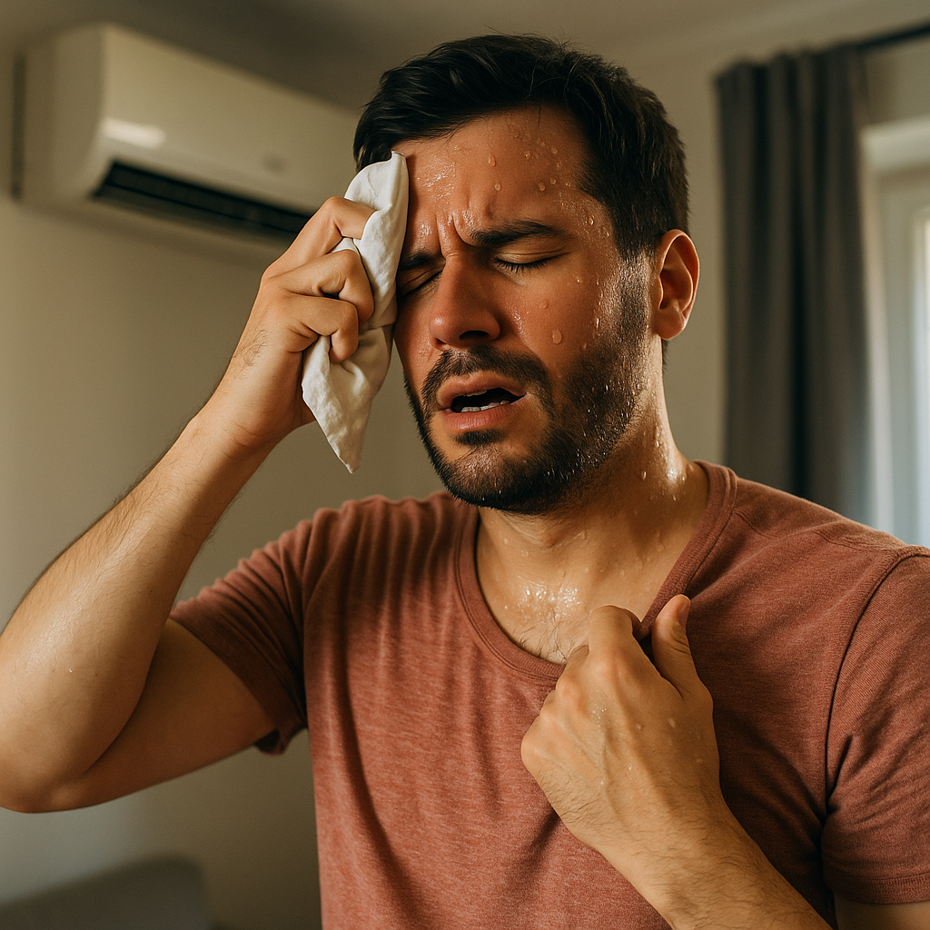 Sweating without air conditioning on a hot Massachusetts day